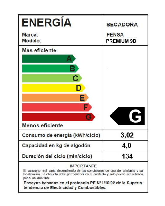 Secadora fensa 9 best sale kilos premium care 9d