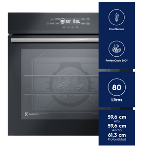 Horno Empotrable Eléctrico Electrolux 80 Litros Digital y FoodSensor OE8EF Negro