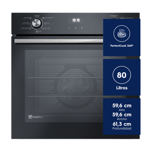 Horno Empotrable Eléctrico Electrolux 80 Litros Convección y PerfectCook360 OE8EH Negro