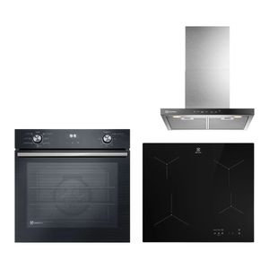 Kit Campana de Cocina Pared 60cm (CE6TF) + Encimera a Inducción 4 Platos (IE6LP) + Horno Empotrable Eléctrico 80 Litros Negro (OE8EH) Electrolux