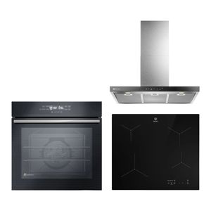 Kit Campana de Cocina Pared 60cm (CE6TF) + Encimera a Inducción 4 Platos (IE6LP) + Horno Empotrable Eléctrico 80 Litros Negro (OE8EF) Electrolux