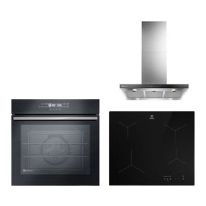 Kit Campana de Cocina Isla 90cm (CE9IF) + Encimera a Inducción 4 Platos (IE6LP) + Horno Empotrable Eléctrico 80 Litros Negro (OE8EF) Electrolux