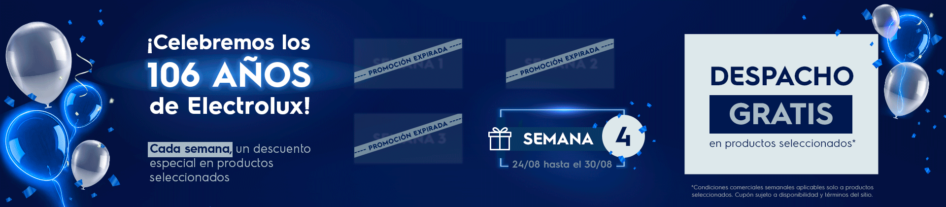 Despacho Gratis en productos seleccionados - 106 años de Electrolux